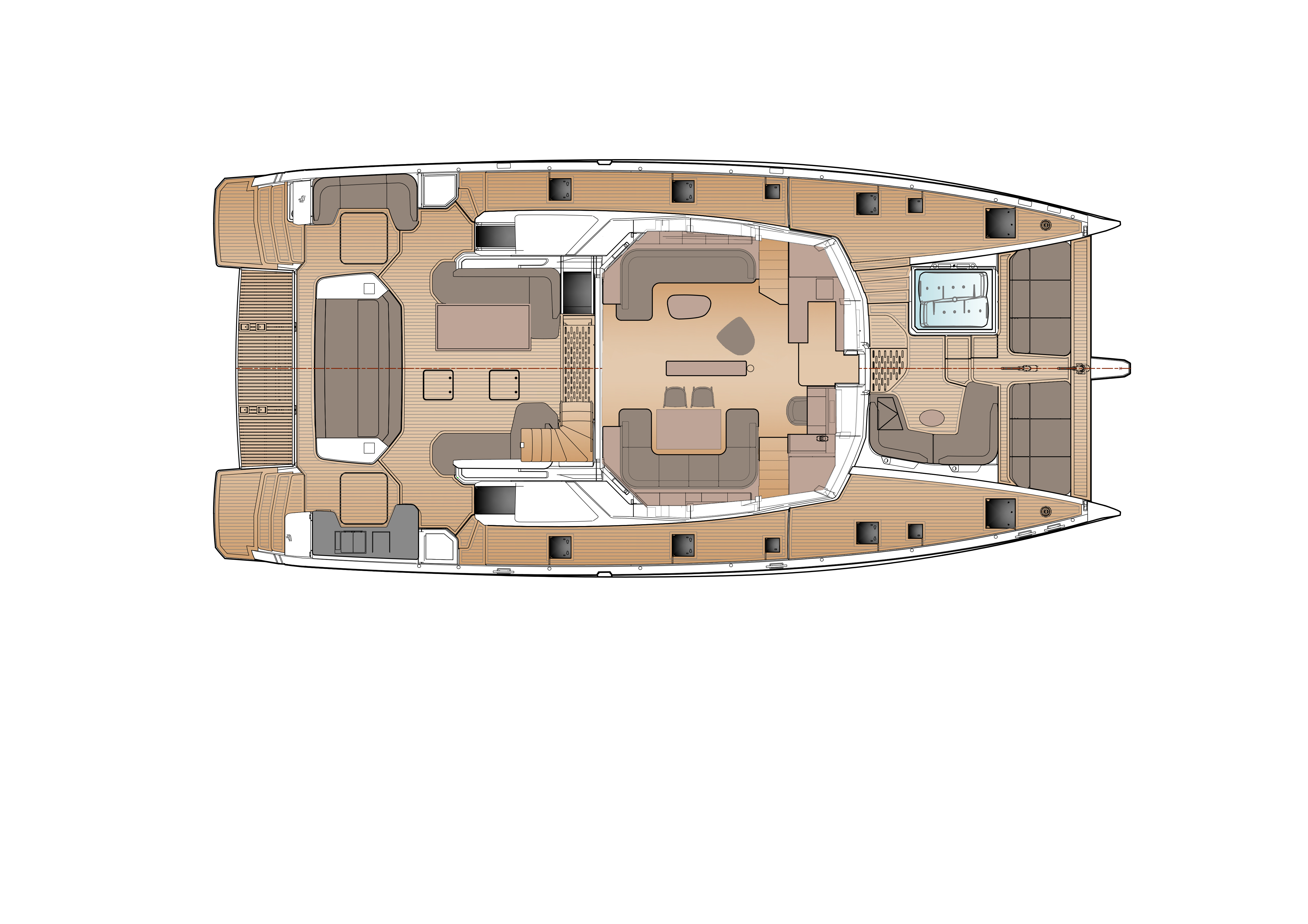 Layout Maindeck mit Lounge