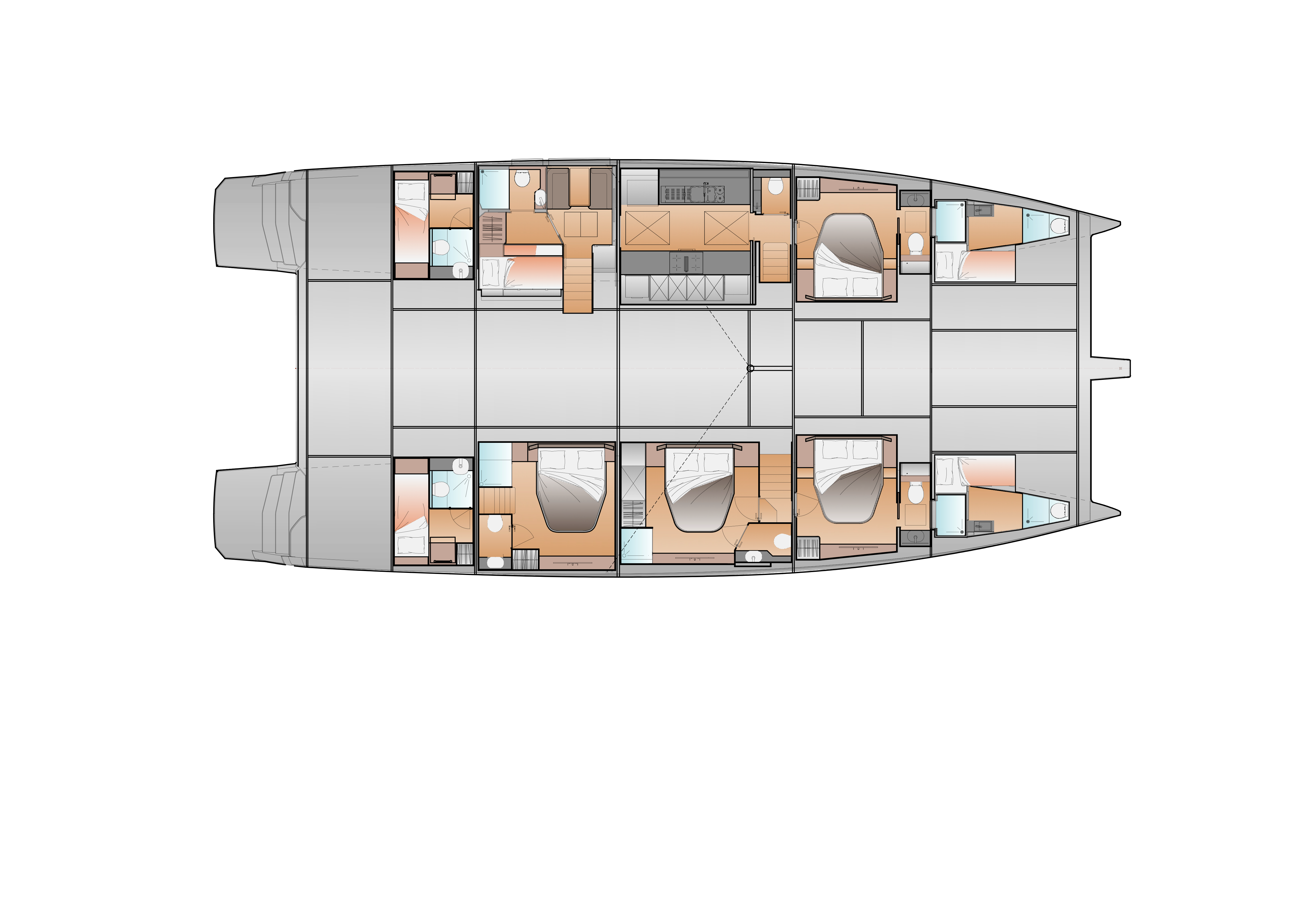 Layout 4 Gästekabinen - Küche unten