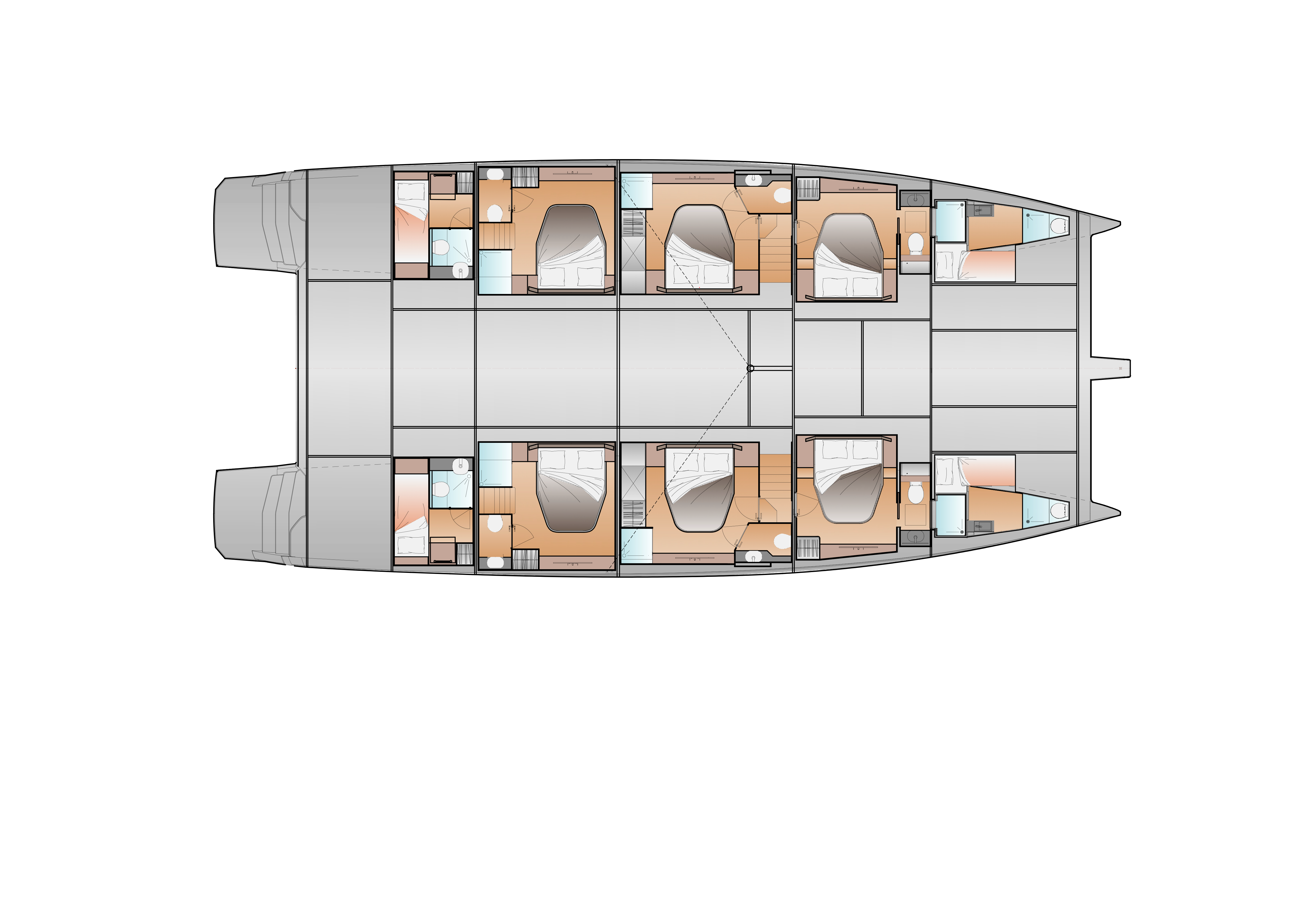 Layout 6 Gästekabinen - Küche oben
